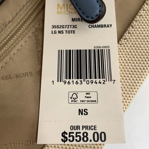 Michael Kors Mirella Large NS Logo Jacquard Tote Crossbody Bag Chambray Blue - Picture 16 of 16